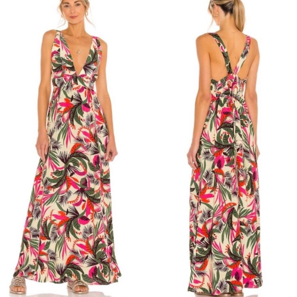 Maaji Tropical Floral Maxi Dress - Pink, Green, Cream
